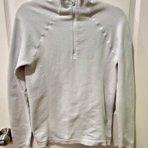 Athleta Quarter zip medium Flurry Waffle Knit/Ribbed Top White